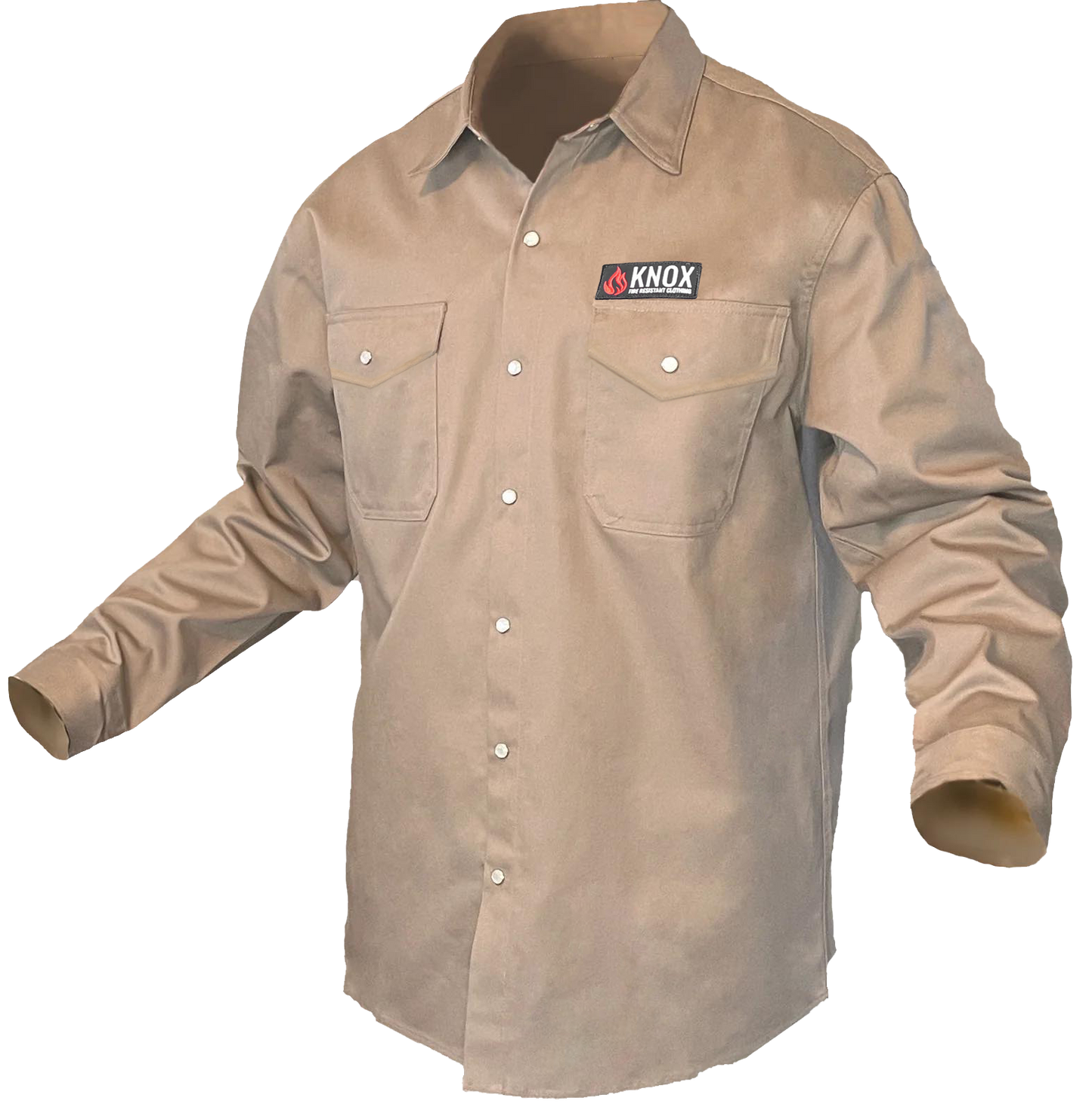 Knox FR Shirt Tan With Pearl Snap Buttons