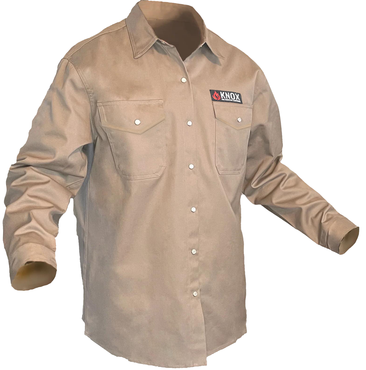 Knox FR Shirt Tan With Pearl Snap Buttons