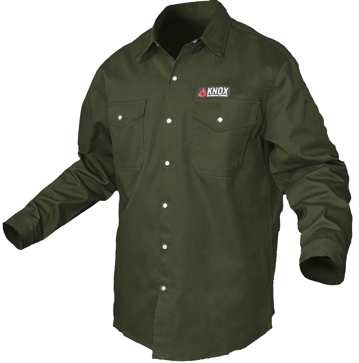 Knox FR Shirt Military Green With Pearl Snap Buttons