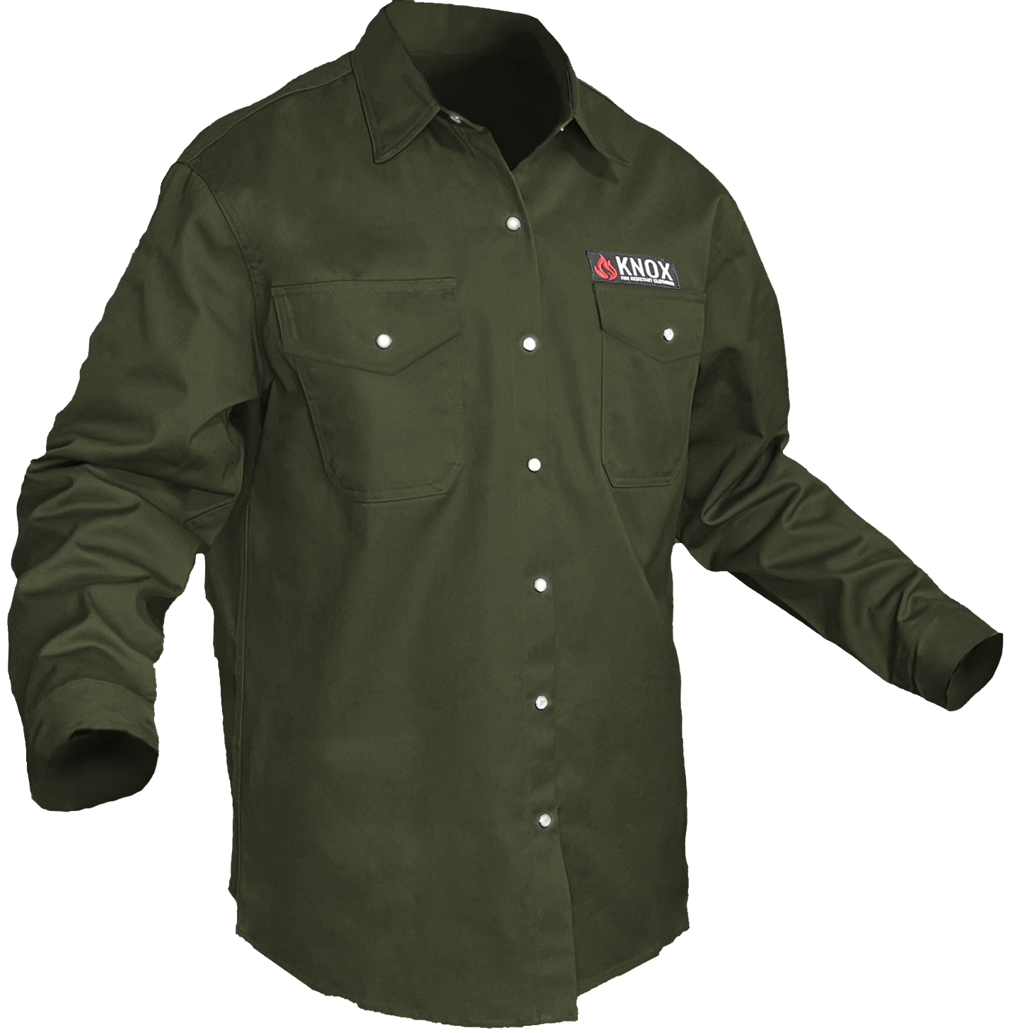 Knox FR Shirt Military Green With Pearl Snap Buttons
