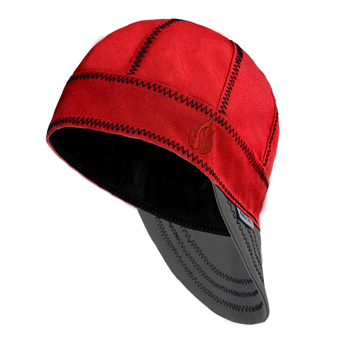 Revco BC5W-BK Welding Cap, Black with Red Flames & Logo