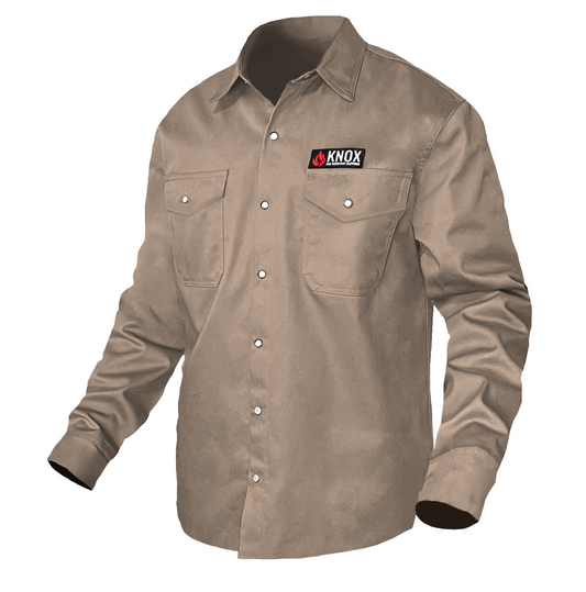 Camicia Knox FR marrone chiaro con bottoni a pressione perlati 