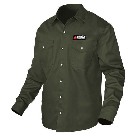 Camicia Knox FR Verde Militare Con Bottoni Automatici Perlati