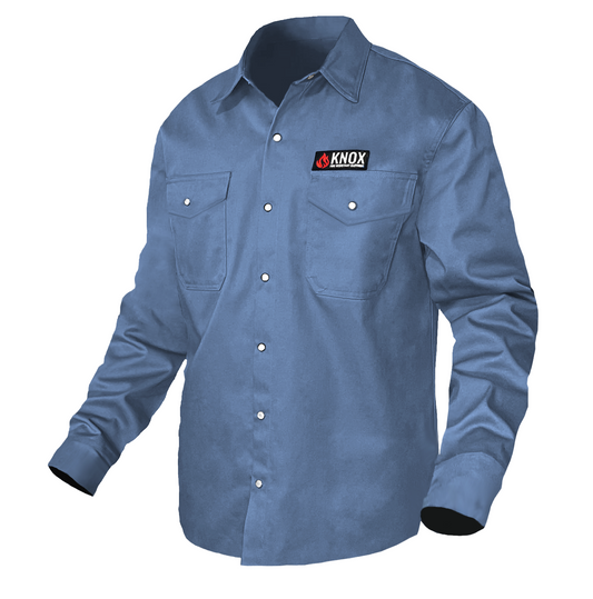 Camicia Knox FR blu con bottoni a pressione perlati