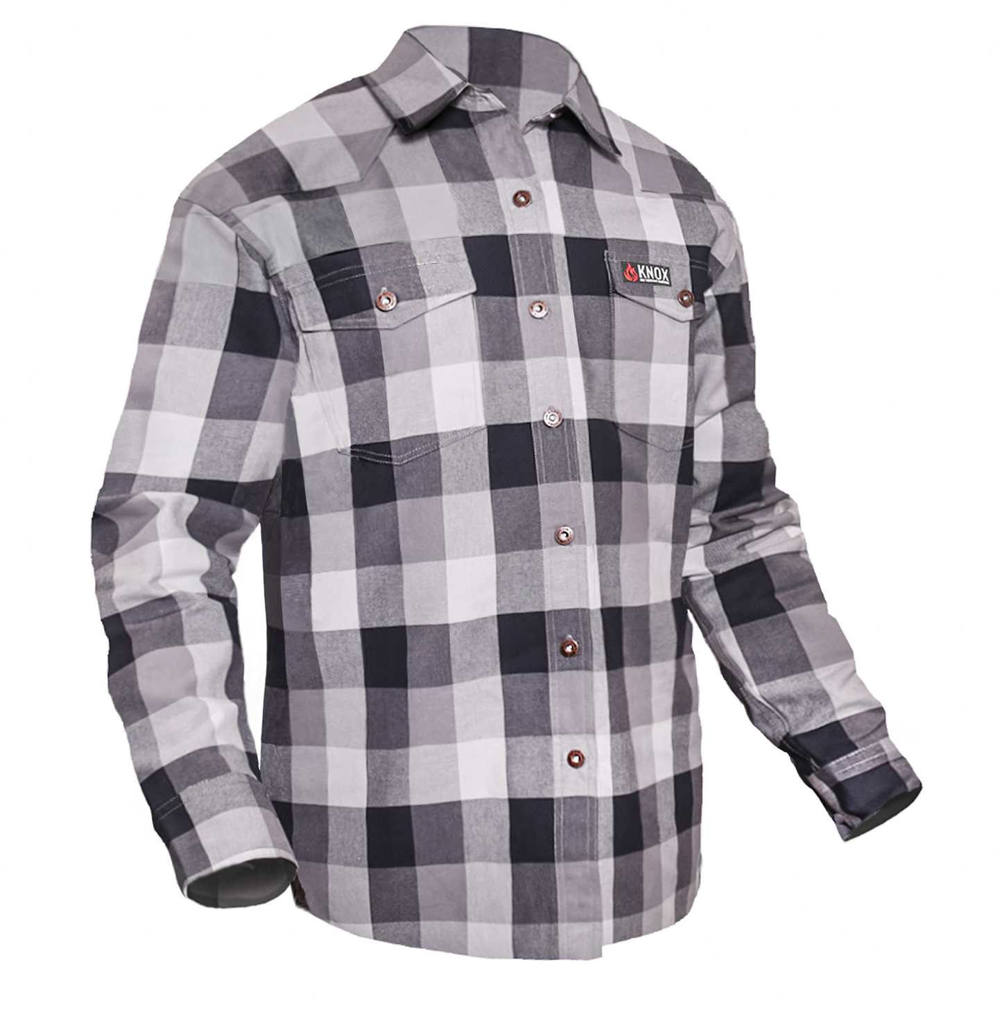 Knox FR Gray Plaid Button-Down Work Shirt
