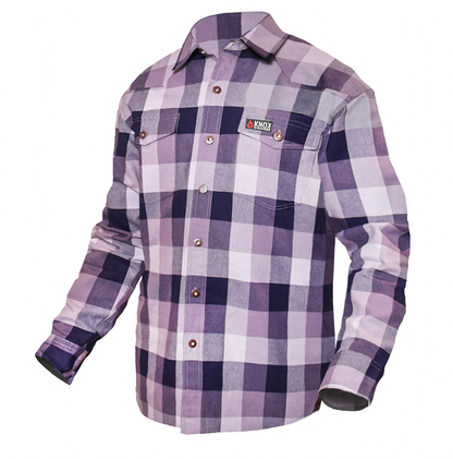 Knox FR Marineblau kariertes Button-Down-Arbeitshemd